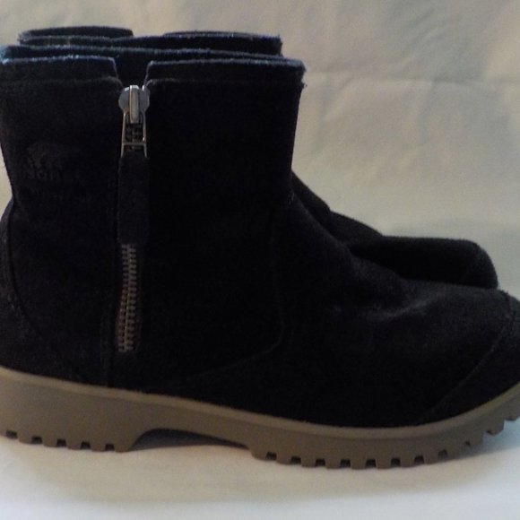 Sorel boots sz 8M sz 39 black suede leather EUC - Picture 3 of 4